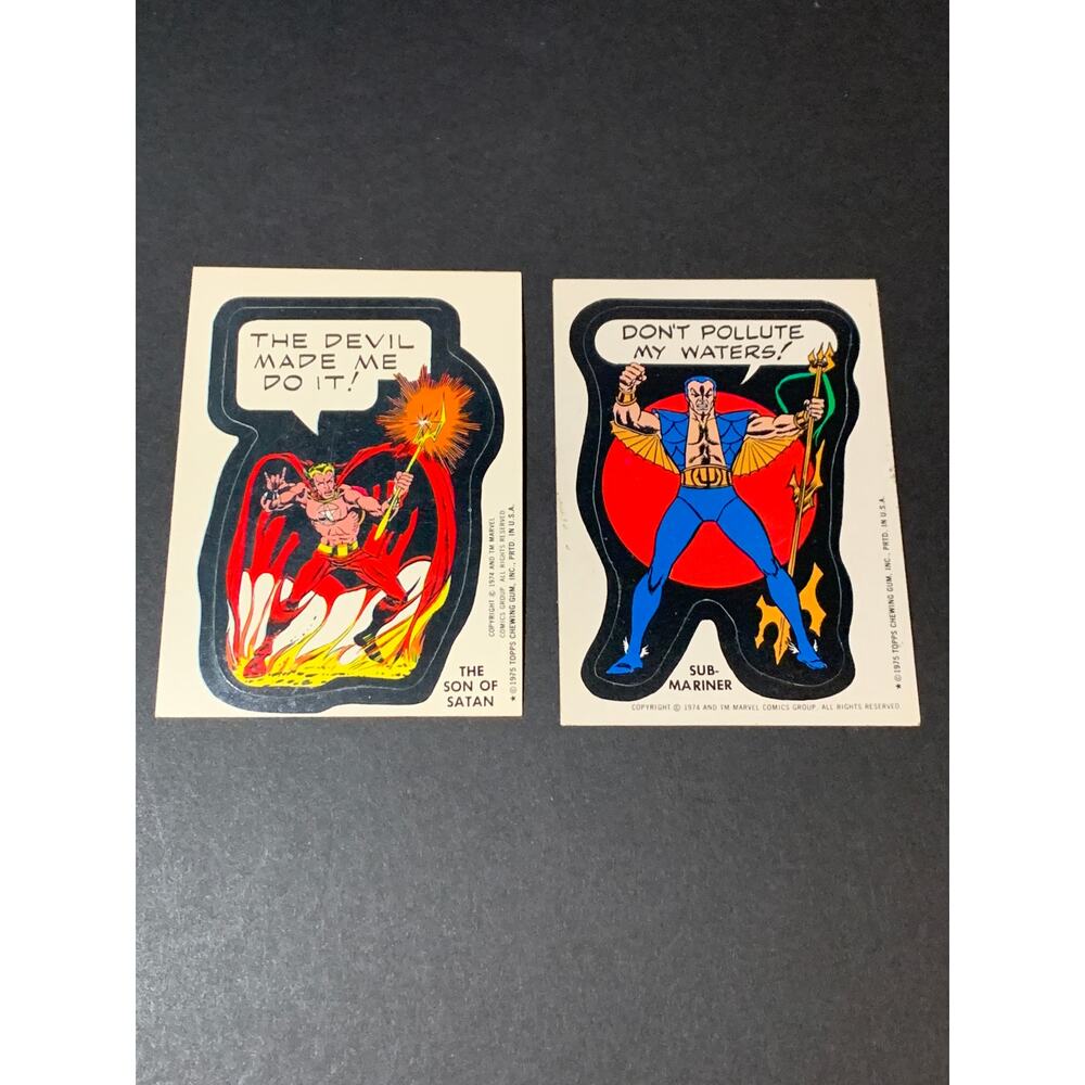 1975 Topps Marvel Comic Book Heroes Stickers Sub Mariner Son of Satan Lot